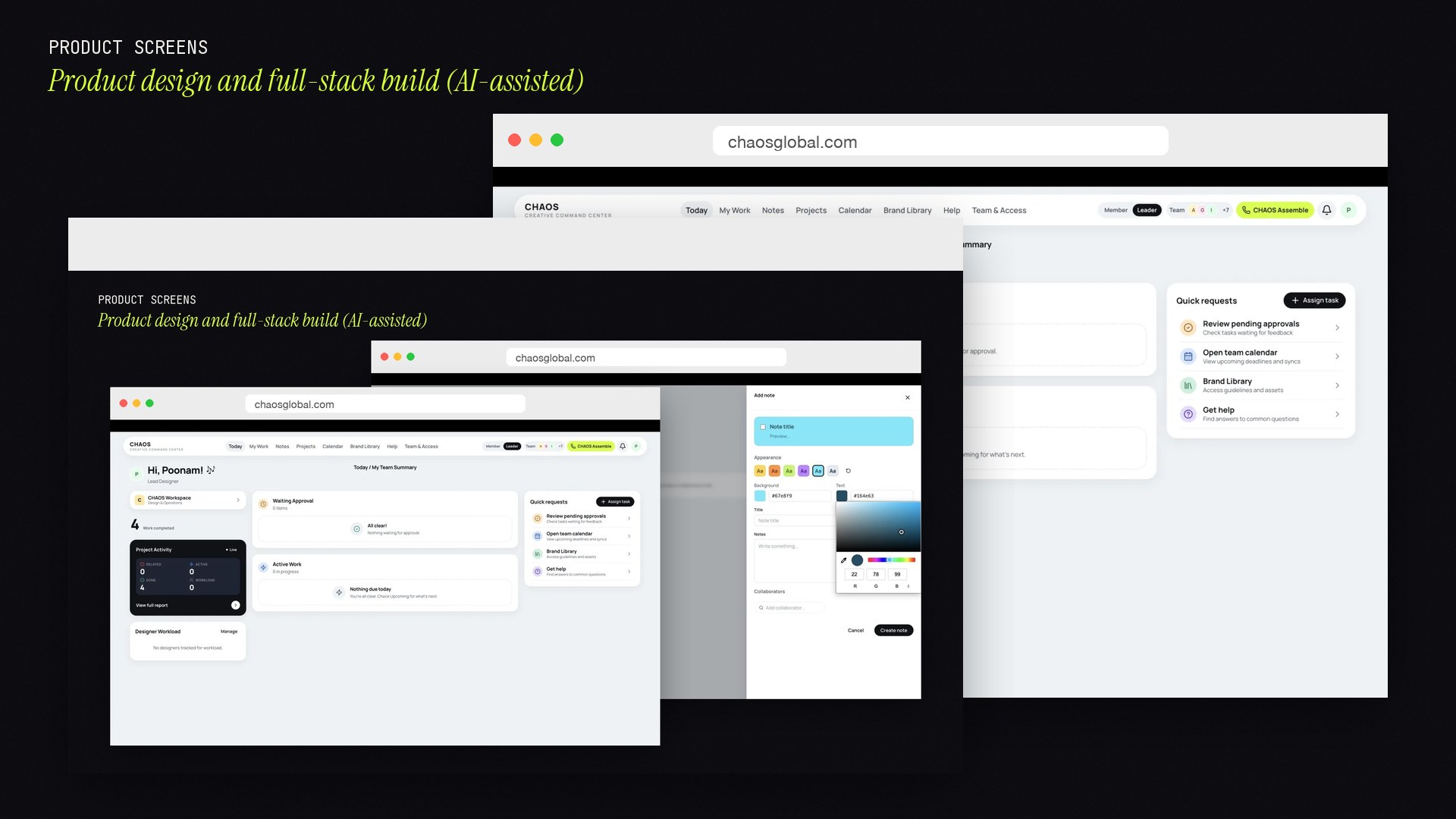 Product screens